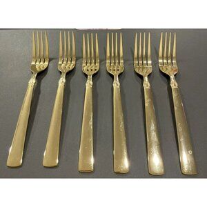 Reed & Barton Sanderling Set Of 6 Dinner Forks Korea Gold Electroplate Stainless